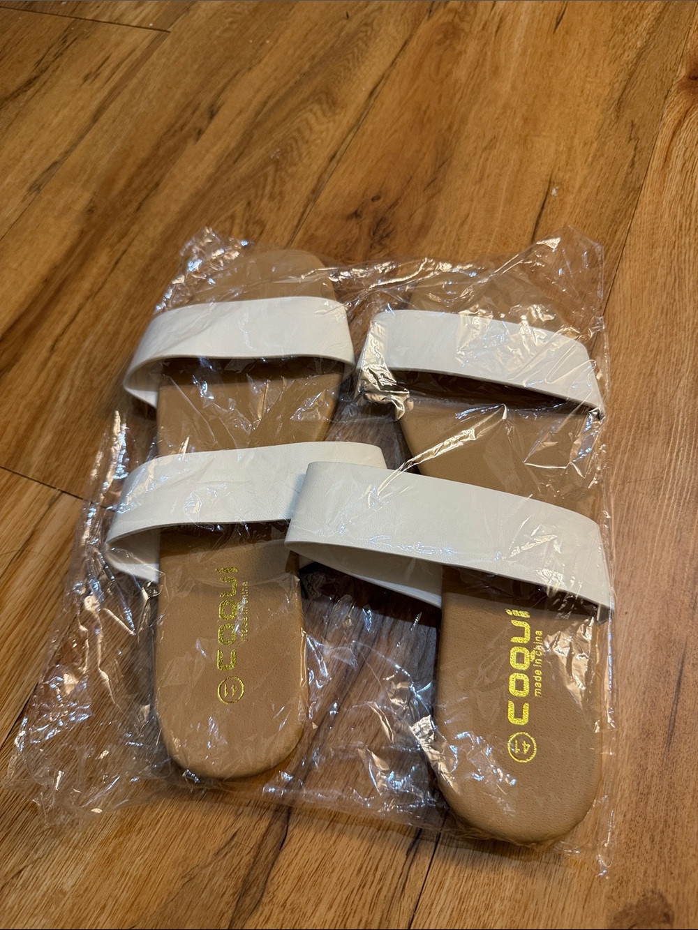 COOGI White Double-Strap Slide Sandals for Women